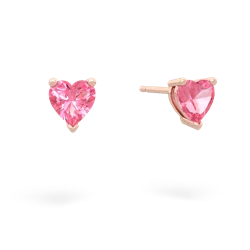 Lab Pink Sapphire 5Mm Heart Stud 14K Rose Gold earrings E1861