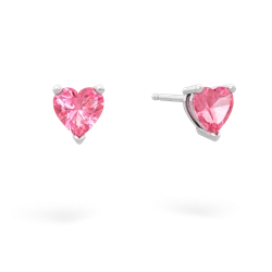 Lab Pink Sapphire 5Mm Heart Stud 14K White Gold earrings E1861