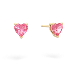 Lab Pink Sapphire 5Mm Heart Stud 14K Yellow Gold earrings E1861