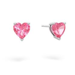 Lab Pink Sapphire 6Mm Heart Stud 14K White Gold earrings E1862