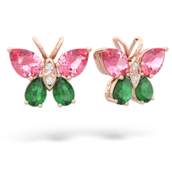 Lab Pink Sapphire Butterfly 14K Rose Gold earrings E2215