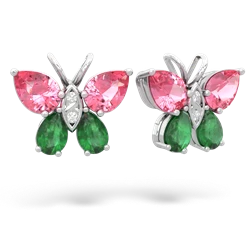 Lab Pink Sapphire Butterfly 14K White Gold earrings E2215