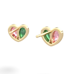 Lab Pink Sapphire 'Our Heart' 14K Yellow Gold earrings E5072