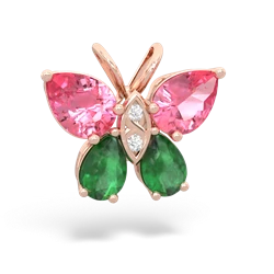 Lab Pink Sapphire Butterfly 14K Rose Gold pendant P2215