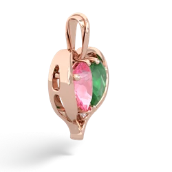 Lab Pink Sapphire Two Become One 14K Rose Gold pendant P5330