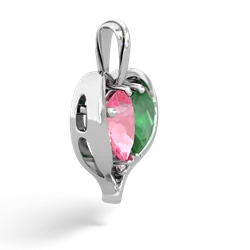 Lab Pink Sapphire Two Become One 14K White Gold pendant P5330