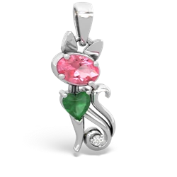 Lab Pink Sapphire Kitten 14K White Gold pendant P5780