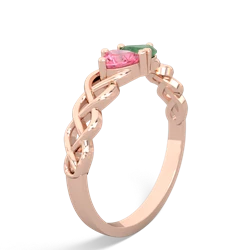 Lab Pink Sapphire Heart To Heart Braid 14K Rose Gold ring R5870