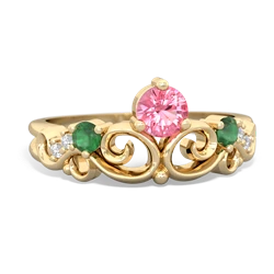 Lab Pink Sapphire Crown Keepsake 14K Yellow Gold ring R5740