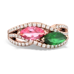 Lab Pink Sapphire Diamond Rivers 14K Rose Gold ring R3070