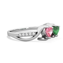 Lab Pink Sapphire Side By Side 14K White Gold ring R3090