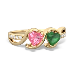 Lab Pink Sapphire Side By Side 14K Yellow Gold ring R3090