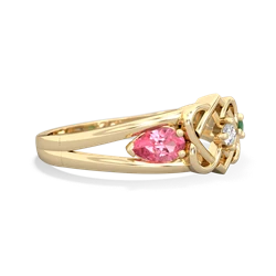 Lab Pink Sapphire Hearts Intertwined 14K Yellow Gold ring R5880