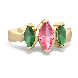 Lab Pink Sapphire Three Peeks 14K Yellow Gold ring R2433