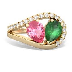 Lab Pink Sapphire Nestled Heart Keepsake 14K Yellow Gold ring R5650