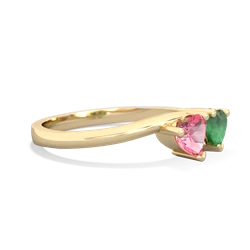 Lab Pink Sapphire Sweethearts 14K Yellow Gold ring R5260