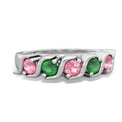 Lab Pink Sapphire Anniversary Band 14K White Gold ring R2089