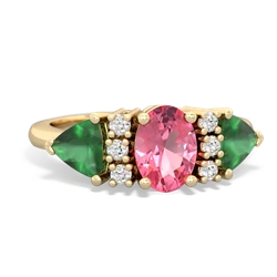 Lab Pink Sapphire Antique Style Three Stone 14K Yellow Gold ring R2186