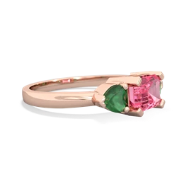 Lab Pink Sapphire Three Stone 14K Rose Gold ring R5235