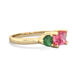 Lab Pink Sapphire Three Stone 14K Yellow Gold ring R5235