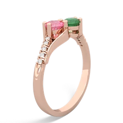 Lab Pink Sapphire Infinity Pave Two Stone 14K Rose Gold ring R5285