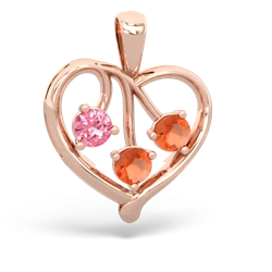 Lab Pink Sapphire Glowing Heart 14K Rose Gold pendant P2233