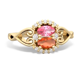 Lab Pink Sapphire Love Nest 14K Yellow Gold ring R5860