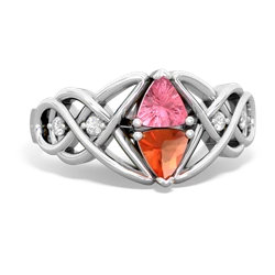 Lab Pink Sapphire Keepsake Celtic Knot 14K White Gold ring R5300