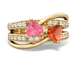 Lab Pink Sapphire Bowtie 14K Yellow Gold ring R2360