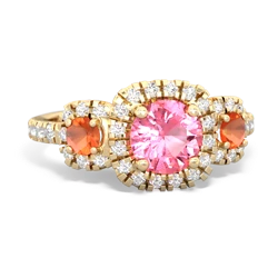 Lab Pink Sapphire Regal Halo 14K Yellow Gold ring R5350