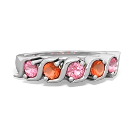 Lab Pink Sapphire Anniversary Band 14K White Gold ring R2089