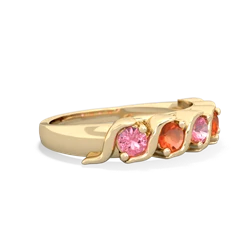 Lab Pink Sapphire Anniversary Band 14K Yellow Gold ring R2089