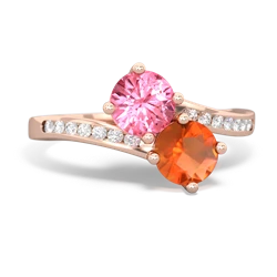 Lab Pink Sapphire Channel Set Two Stone 14K Rose Gold ring R5303