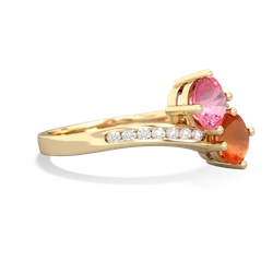 Lab Pink Sapphire Channel Set Two Stone 14K Yellow Gold ring R5303