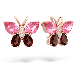 Lab Pink Sapphire Butterfly 14K Rose Gold earrings E2215