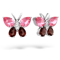 Lab Pink Sapphire Butterfly 14K White Gold earrings E2215