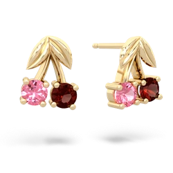 Lab Pink Sapphire Sweet Cherries 14K Yellow Gold earrings E7001