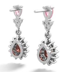 Lab Pink Sapphire Halo Pear Dangle 14K White Gold earrings E1882