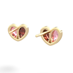 Lab Pink Sapphire 'Our Heart' 14K Yellow Gold earrings E5072