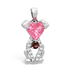 Lab Pink Sapphire Puppy Love 14K White Gold pendant P5800