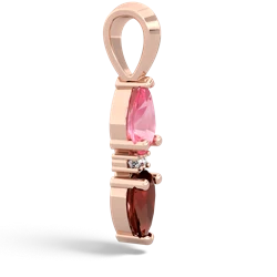 Lab Pink Sapphire Bowtie Drop 14K Rose Gold pendant P0865