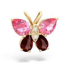 Lab Pink Sapphire Butterfly 14K Yellow Gold pendant P2215