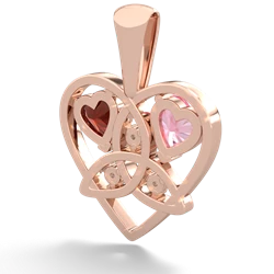 Lab Pink Sapphire Celtic Trinity Heart 14K Rose Gold pendant P5331