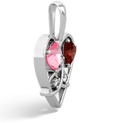 Lab Pink Sapphire Celtic Trinity Heart 14K White Gold pendant P5331