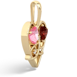 Lab Pink Sapphire Celtic Trinity Heart 14K Yellow Gold pendant P5331