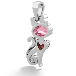 Lab Pink Sapphire Kitten 14K White Gold pendant P5780