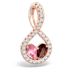 Lab Pink Sapphire Pave Twist 'One Heart' 14K Rose Gold pendant P5360