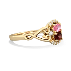 Lab Pink Sapphire Love Nest 14K Yellow Gold ring R5860