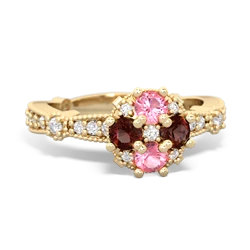 Lab Pink Sapphire Sparkling Tiara Cluster 14K Yellow Gold ring R26293RD