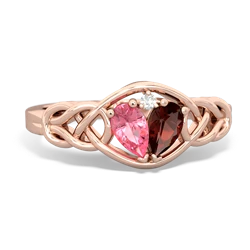 Lab Pink Sapphire Celtic Love Knot 14K Rose Gold ring R5420